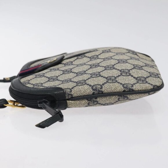 GUCCI GG Supreme Sherry Line Shoulder Bag PVC Navy Gold 68 02 047 Auth ep9524 - Picture 6 of 16